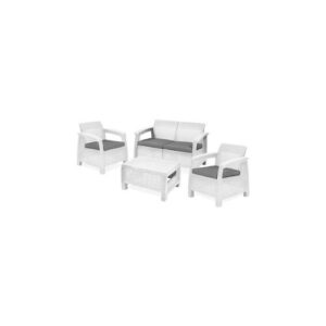 DIVANETTO, POLTRONE E TAVOLINO _SET RATTAN CORFU LOUNGE KETER